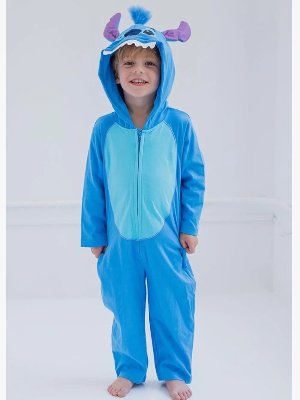 NWT Disney Stitch Zip-Up Coverall Pajama Costume Size 14/16 Blue One Piece